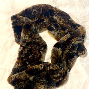 Rabbit Fur Scarf - infinity - Black, Brown, Gray 54"